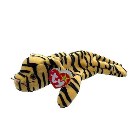 TY Beanie Babies Baby STRIPES the BENGAL TIGER Cat PVC Pellets RETIRED Vintage - Picture 3 of 14